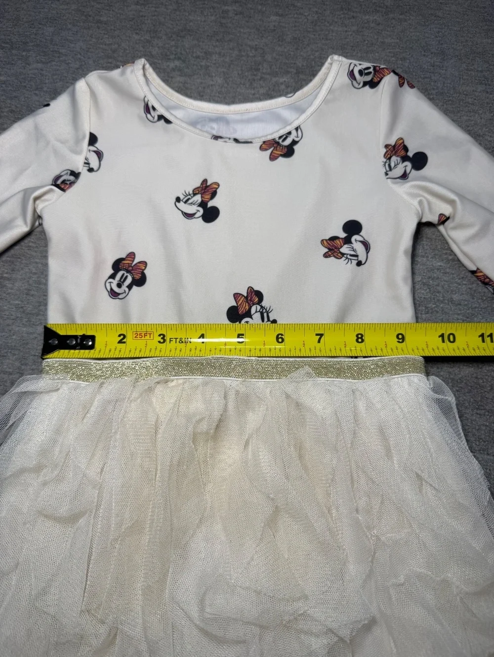 Disney Junior Minnie Mouse Tutu Dress Girls Size 3T White Long Sleeve
